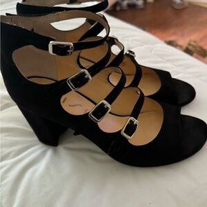 Black heeled shoes suede